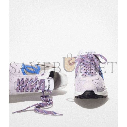 Ch*el sneakers suede kidskinlight purple, blue & dark gray g39074 x56563 k4279