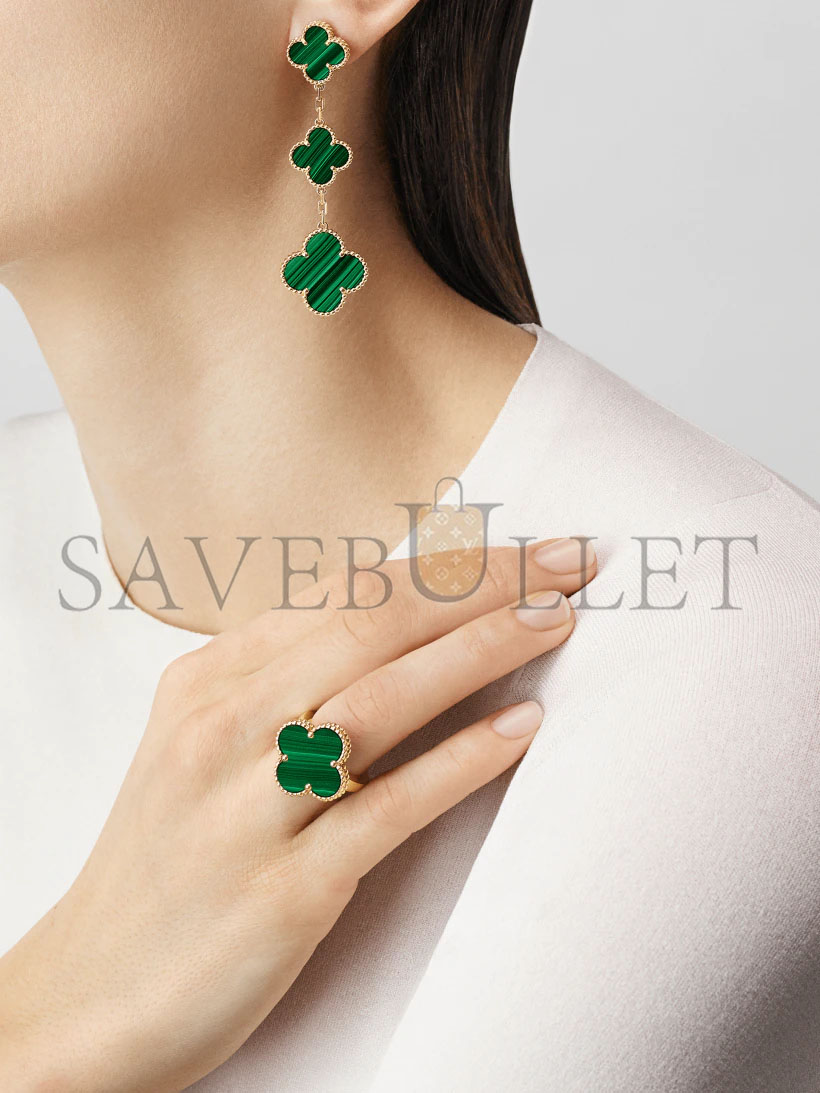 V*N CL*F arpels magic alhambra ring - yellow gold, malachite vcaro3av00