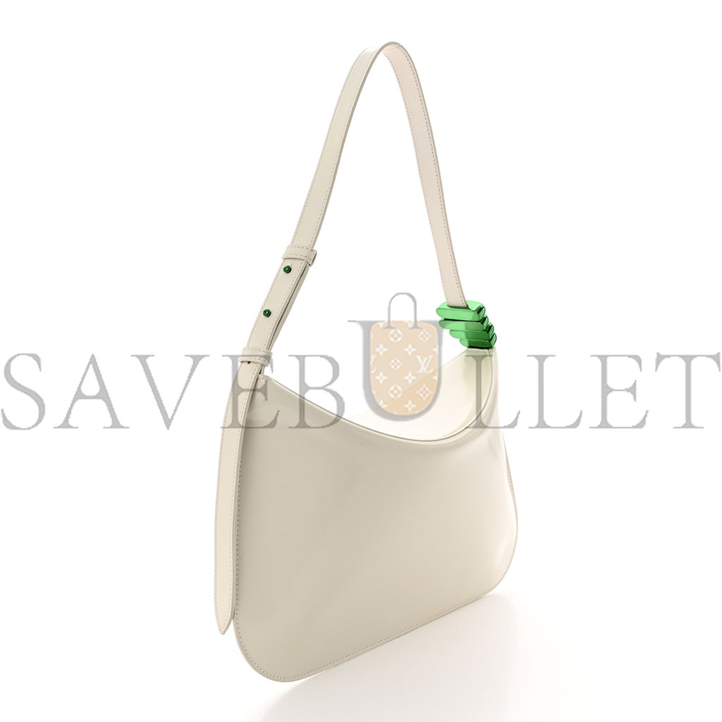 bo*te*ga Ve*ne*ta brushed calfskin cradle fold over shoulder bag white parakeet (32*22*11cm)