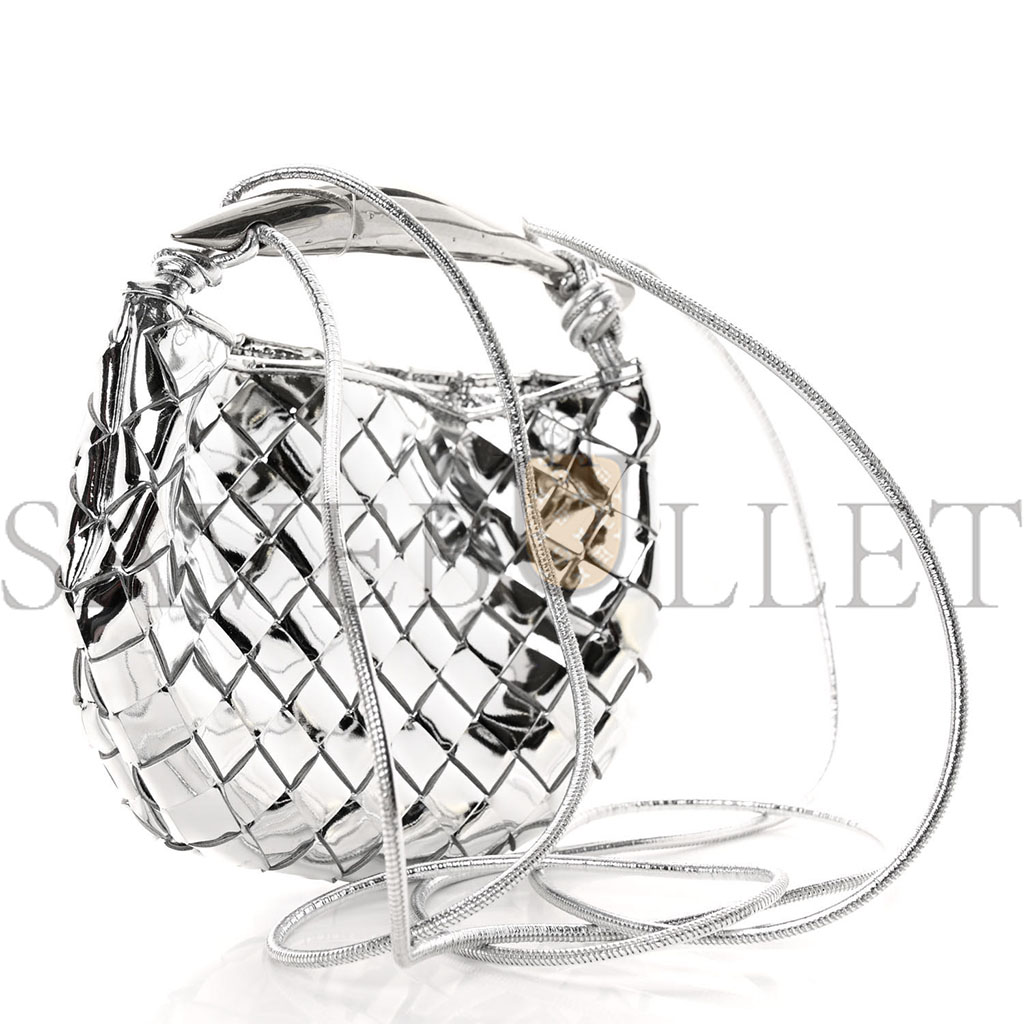 bo*te*ga Ve*ne*ta mirror laminated nappa intrecciato mini sardine bag silver (20*15*3cm)