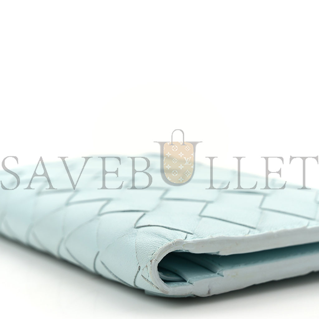 bo*te*ga Ve*ne*ta nappa intrecciato medium cassette bifold zip wallet teal washed (10*14*1cm)