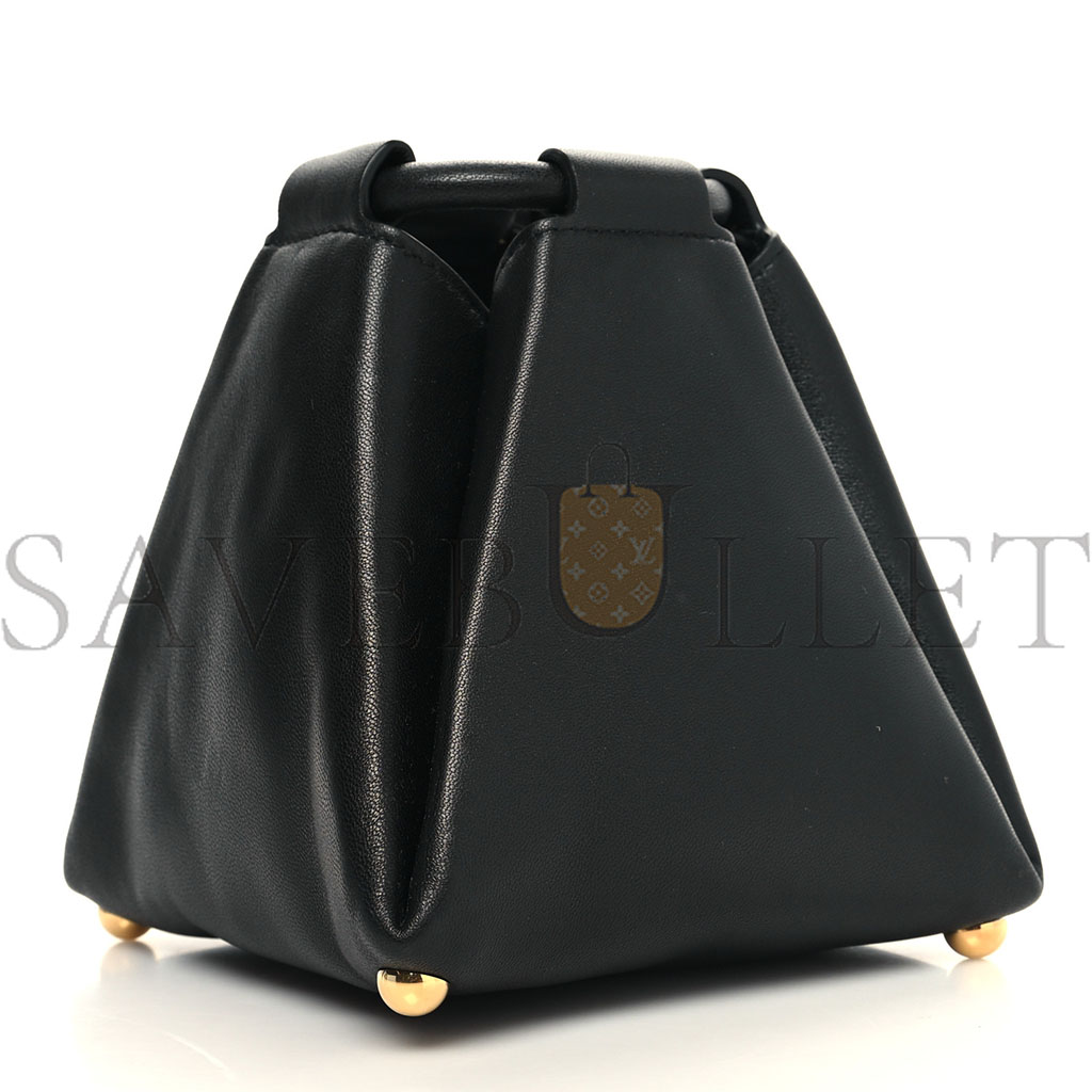 bo*te*ga Ve*ne*ta calfskin small drawstring pyramid pouch black 1428750 (20*17*8cm)