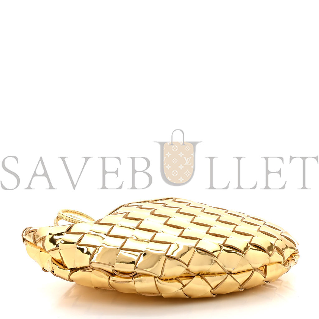 bo*te*ga Ve*ne*ta mirror laminated nappa intrecciato mini sardine bag gold (20*12*3cm)