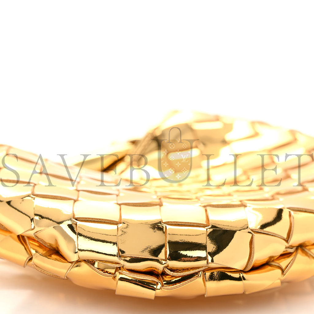 bo*te*ga Ve*ne*ta mirror laminated nappa intrecciato mini sardine bag gold (20*15*3cm)