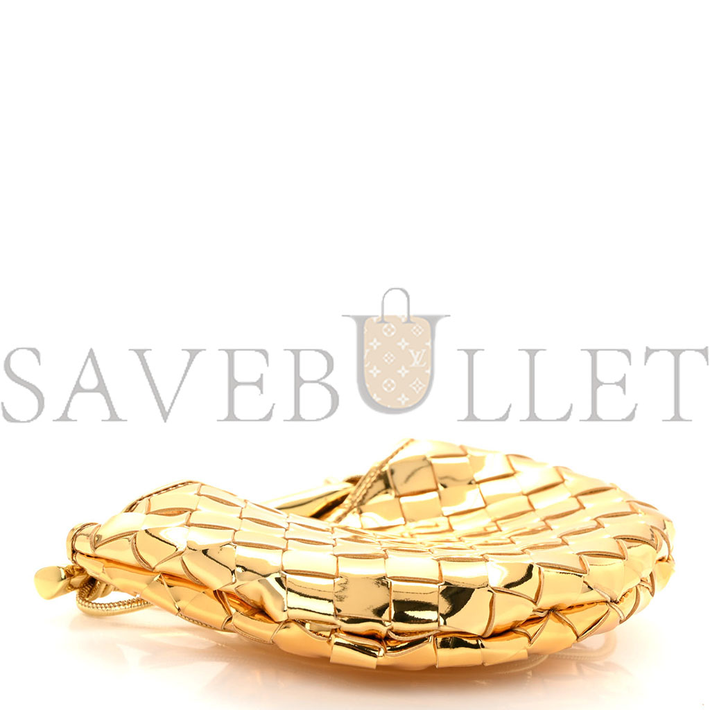 bo*te*ga Ve*ne*ta mirror laminated nappa intrecciato mini sardine bag gold (20*15*3cm)