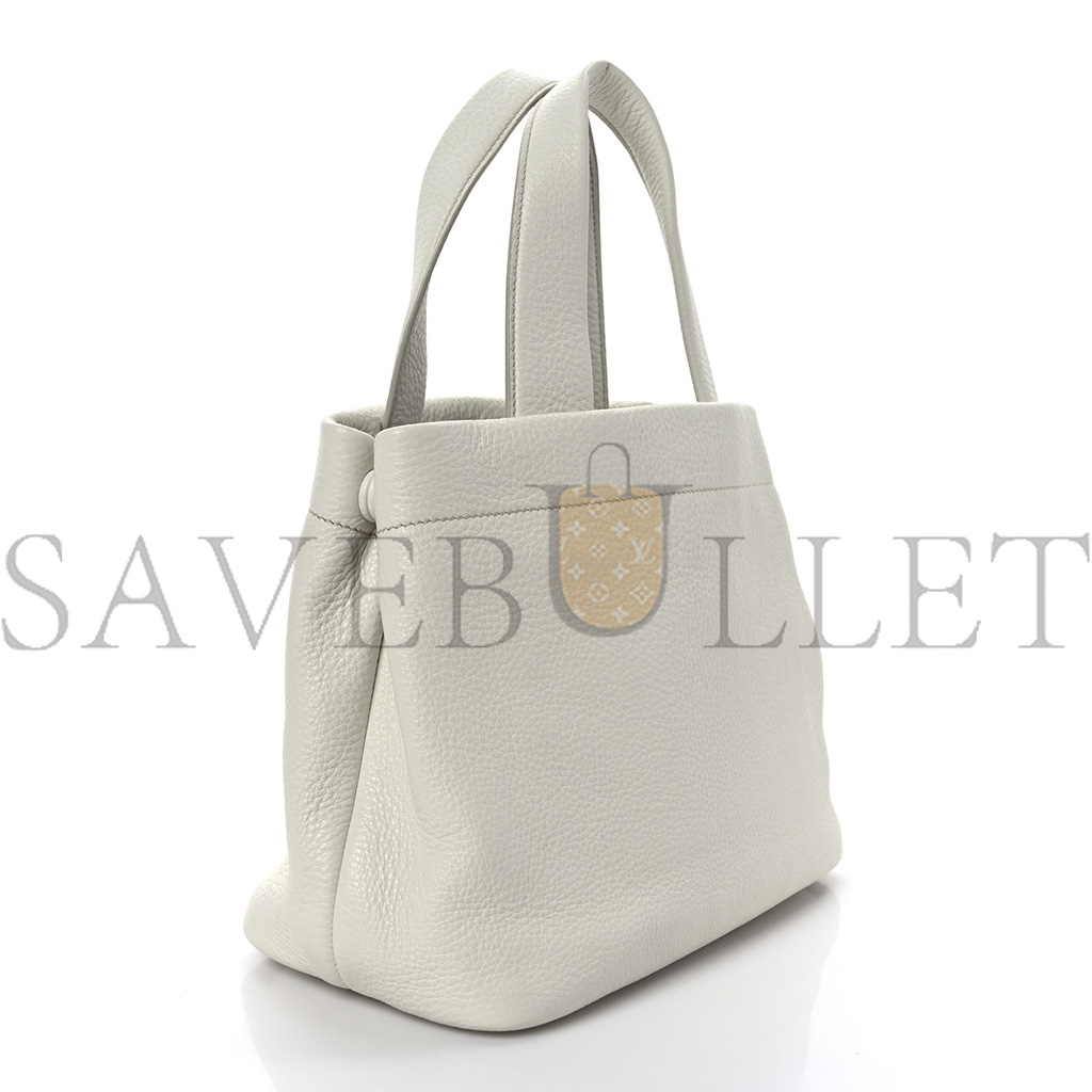 Pra*a vitello daino soft perforated logo tote white (30*27*13cm)
