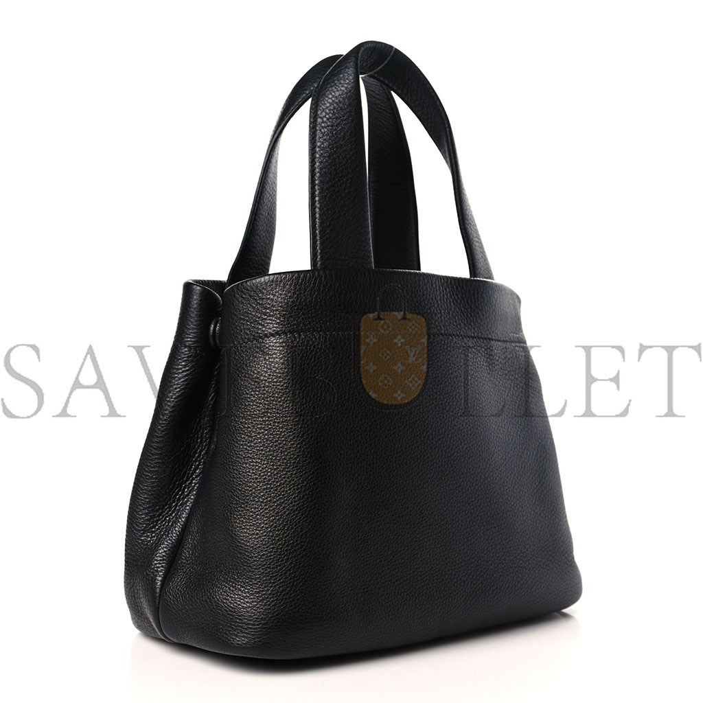 Pra*a vitello daino soft perforated logo tote black (30*20*13cm)