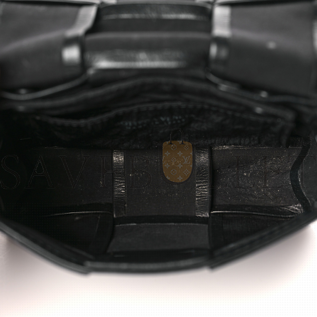 bo*te*ga Ve*ne*ta paper calfskin maxi intreccio extra mini cassette crossbody bag black (13*9*5cm)