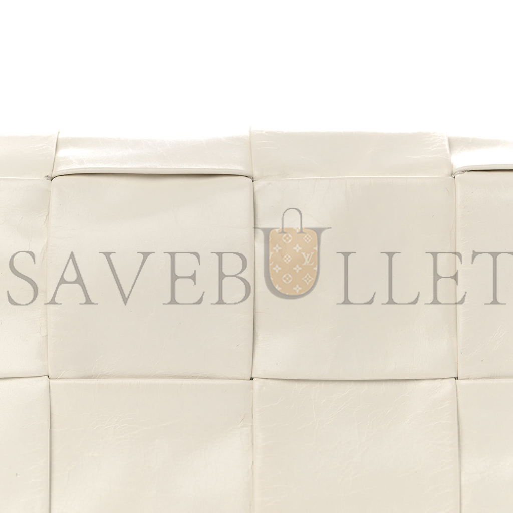 bo*te*ga Ve*ne*ta paper calfskin intrecciato cassette belt bag white (18*10*4cm)