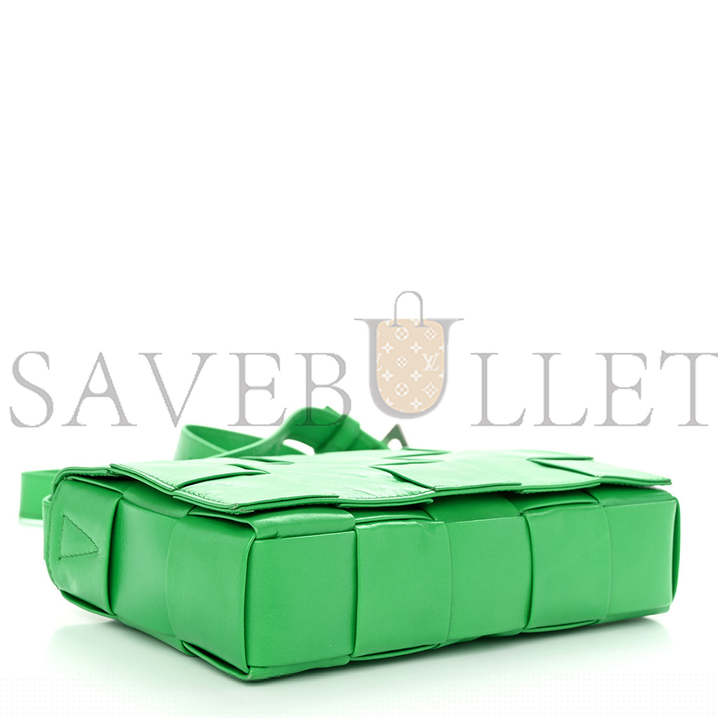 bo*te*ga Ve*ne*ta lambskin maxi intrecciato cassette crossbody bag grass (23*15.5*5cm)