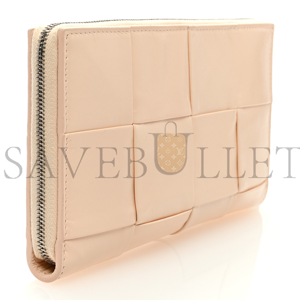 bo*te*ga Ve*ne*ta nappa maxi intrecciato zip around wallet rose mole (19*11*2cm)