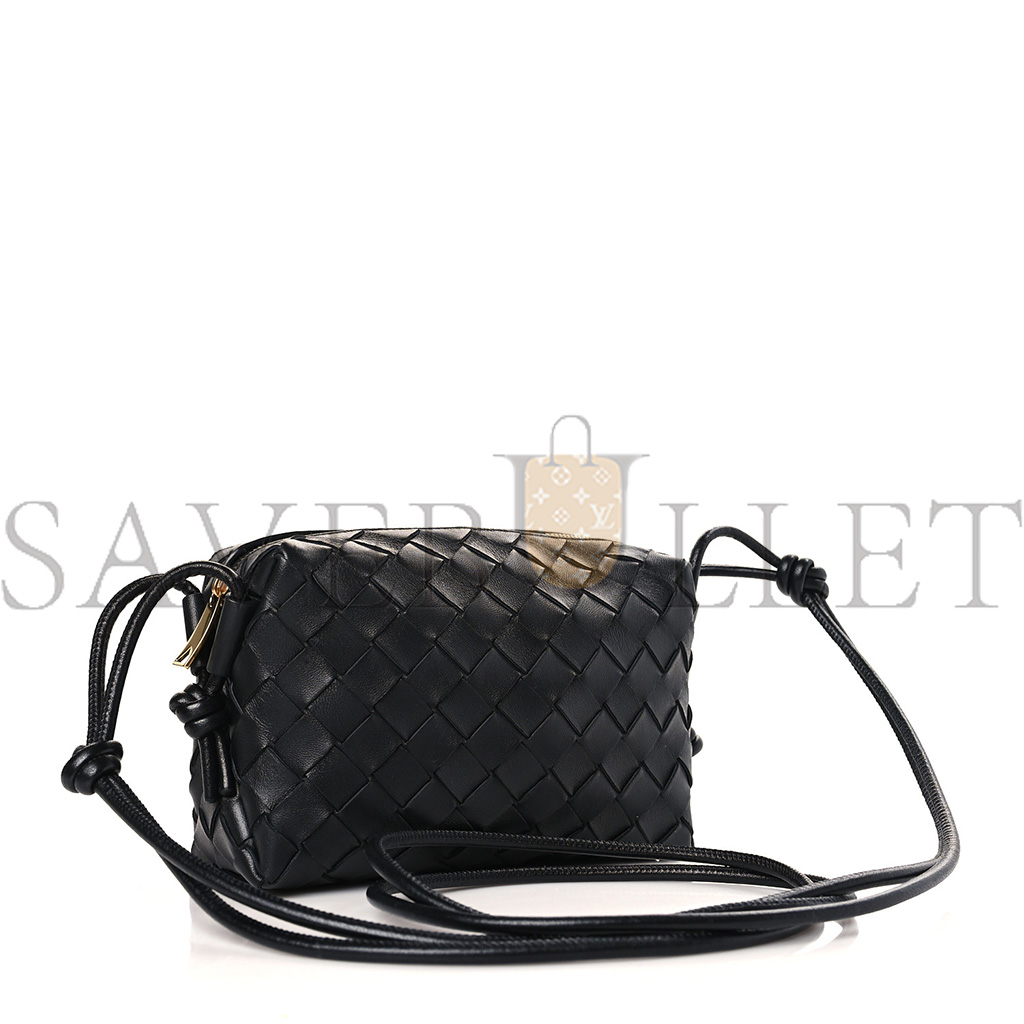 bo*te*ga Ve*ne*ta nappa intrecciato mini loop camera bag black 133093 (17*11*6cm)