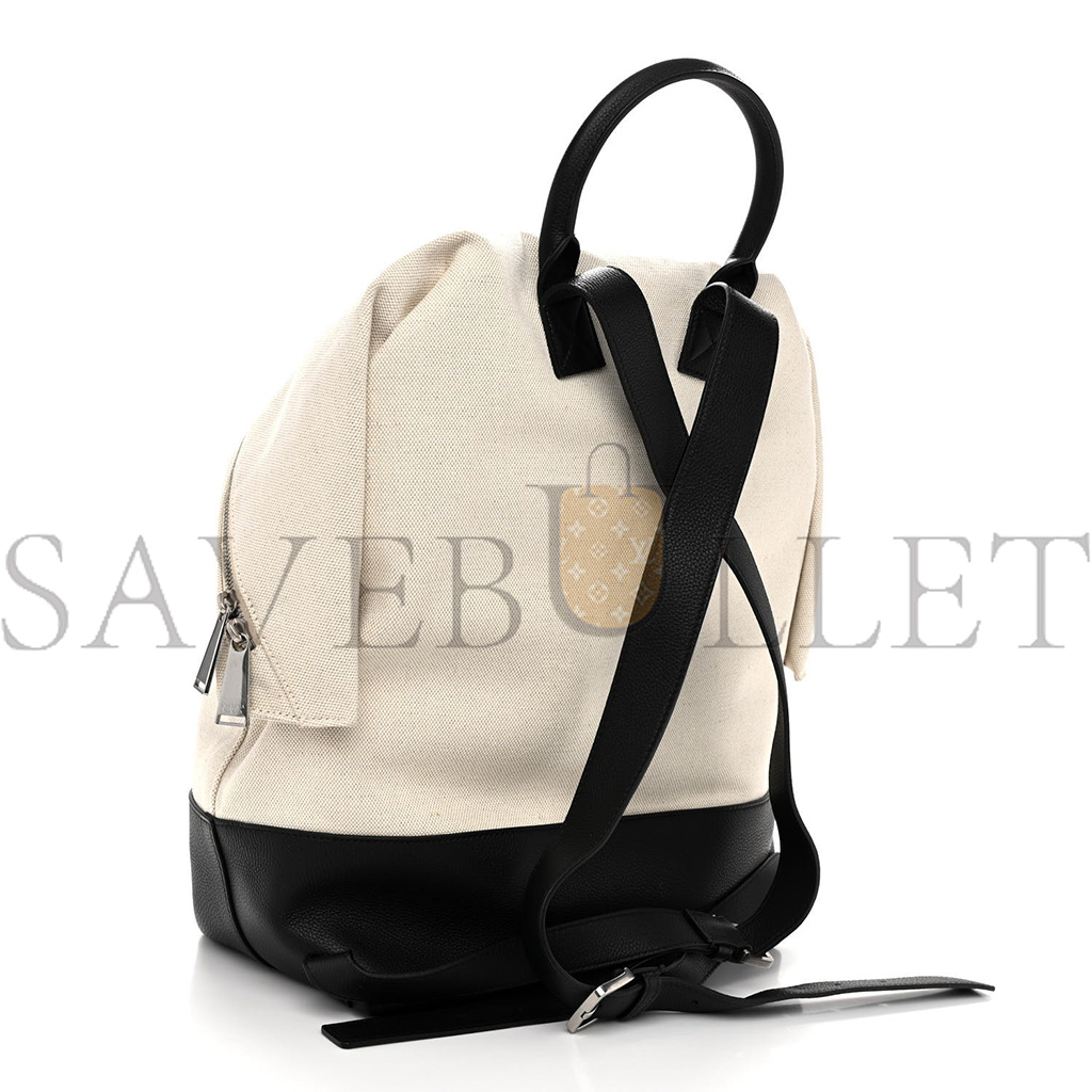 bo*te*ga Ve*ne*ta canvas calfskin backpack natural black (39*29*17cm)