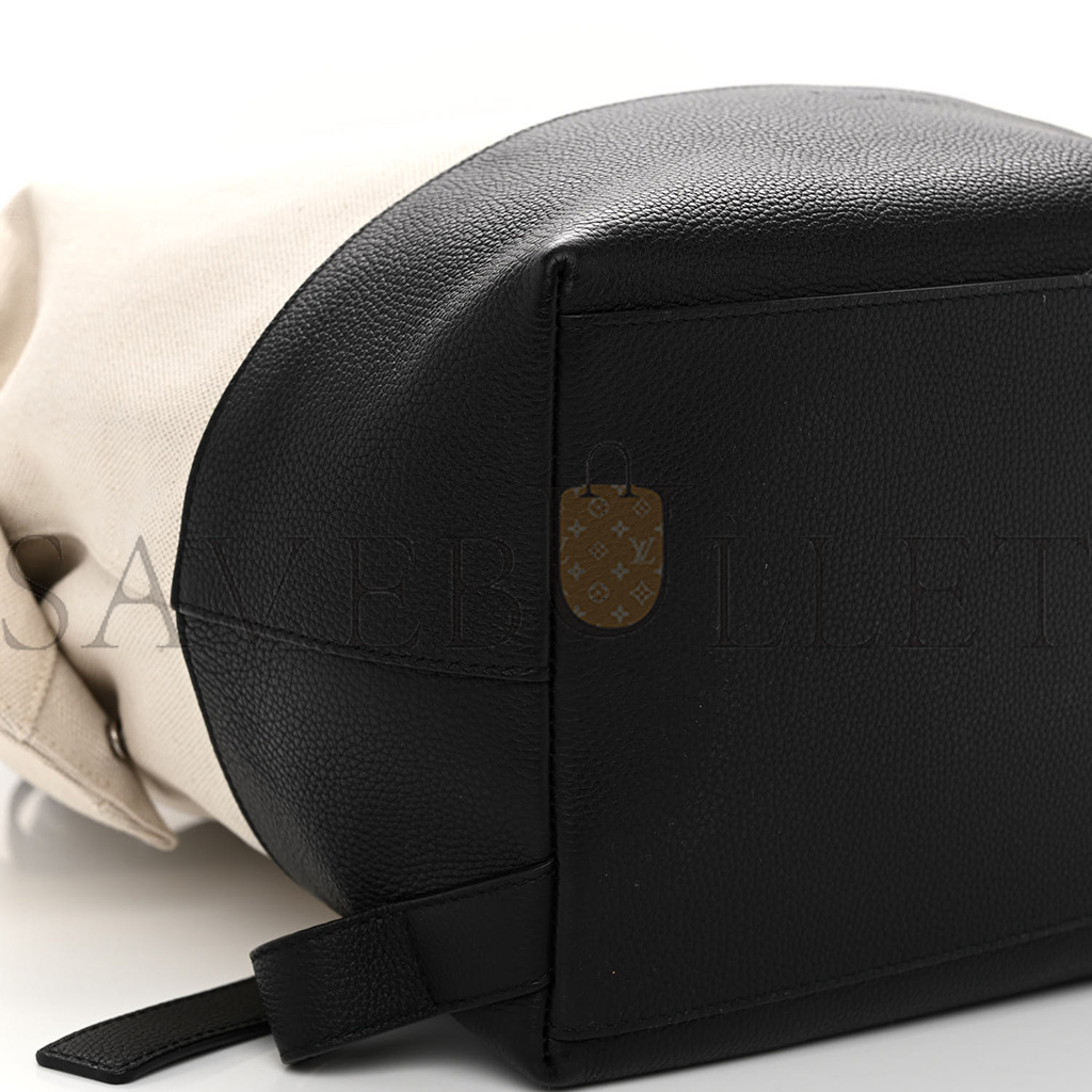 bo*te*ga Ve*ne*ta canvas calfskin backpack natural black (39*29*17cm)