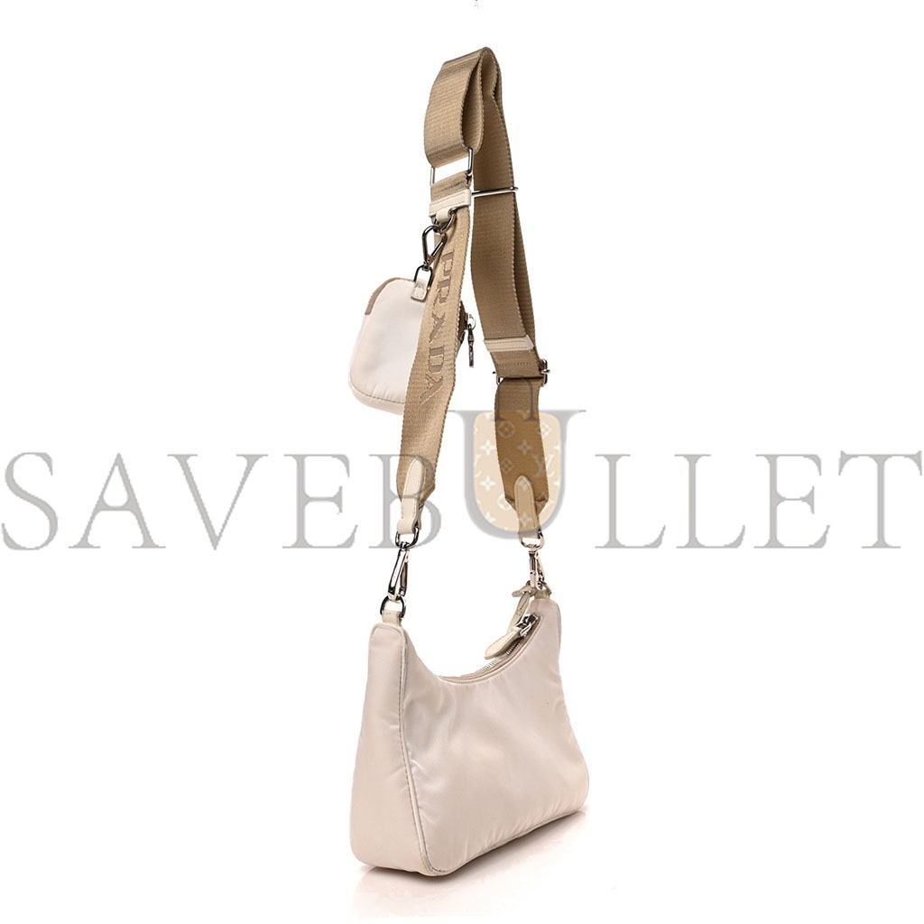 Pra*a nylon re-edition 2005 shoulder bag white (22*13*8cm)