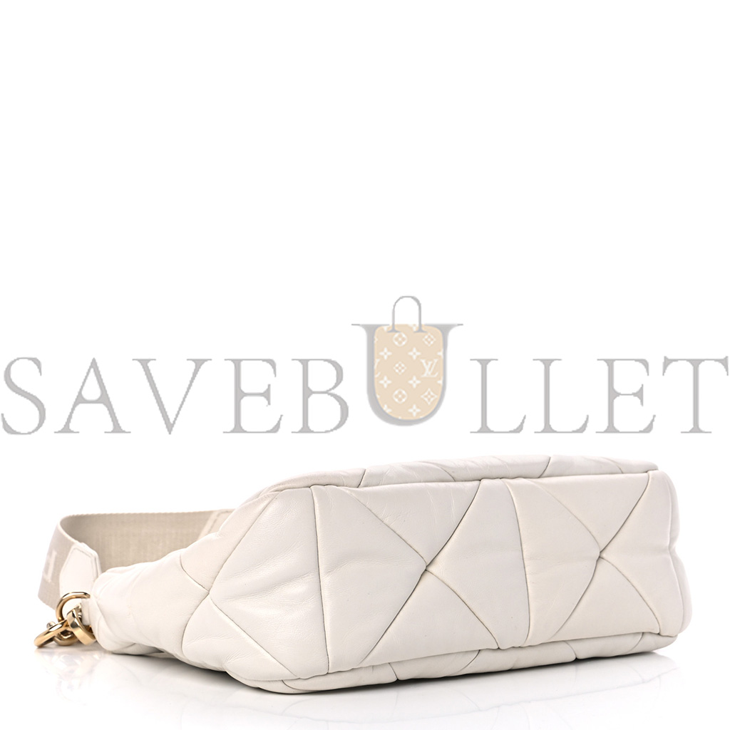 Pra*a nappa nylon quilted patchwork system flap bag white (20*15*8cm)