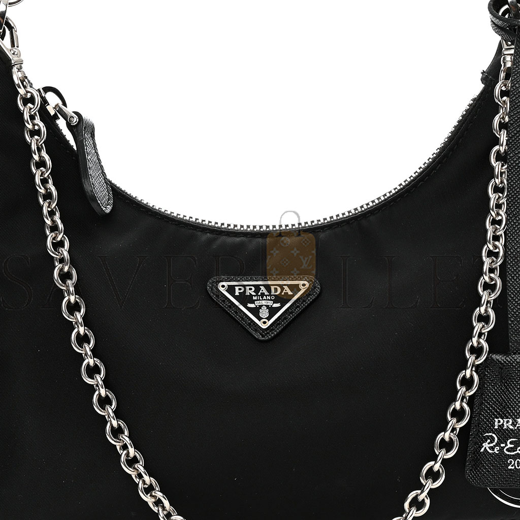 Pra*a nylon re-edition 2005 shoulder bag black (18*18*6cm)