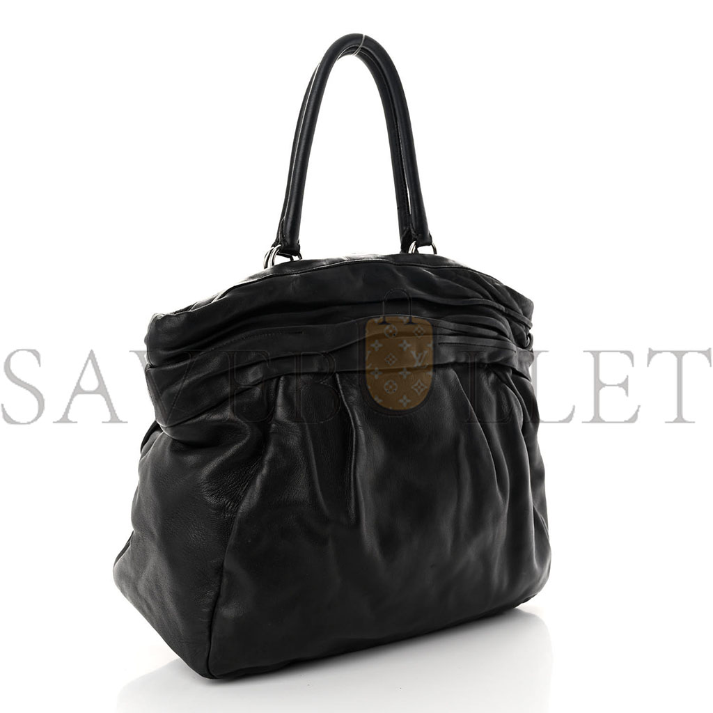Pra*a nappa frills tote black (39*32*15cm)