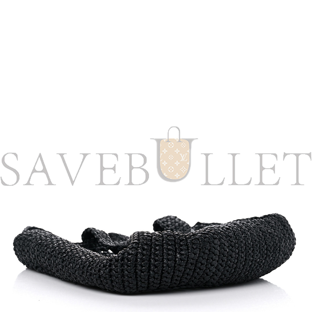 Pra*a raffia embroidered small logo tote bag black (23*22*11cm)