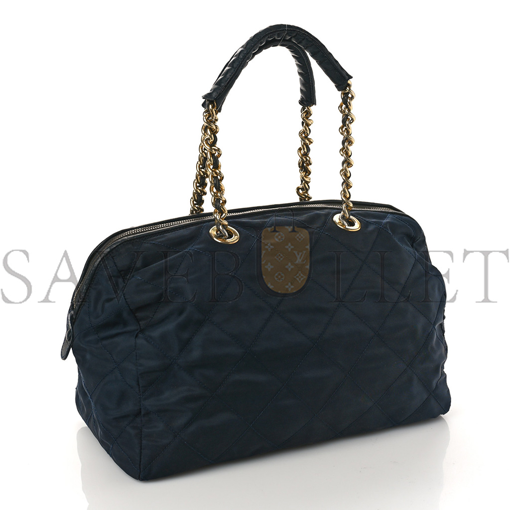 Pra*a nylon tessuto impuntu quilted shoulder bag navy (34*20*17cm)