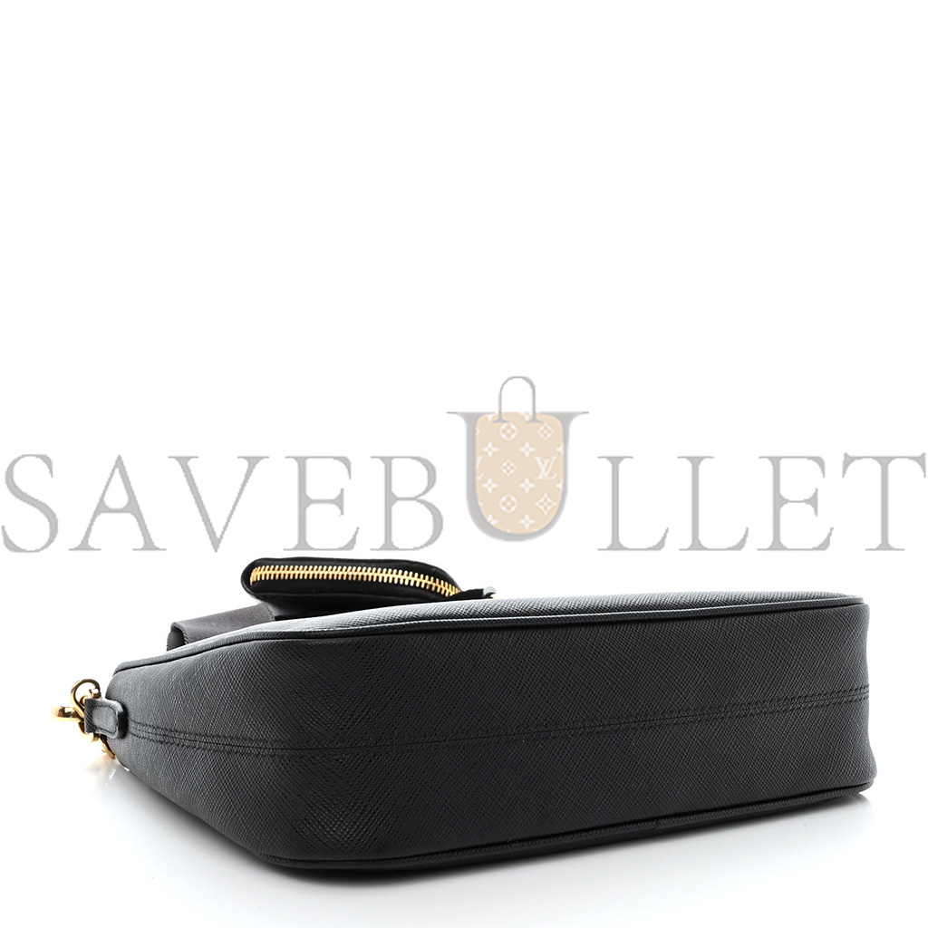 Pra*a saffiano lux re-edition 2005 shoulder bag black (22*17*6cm)