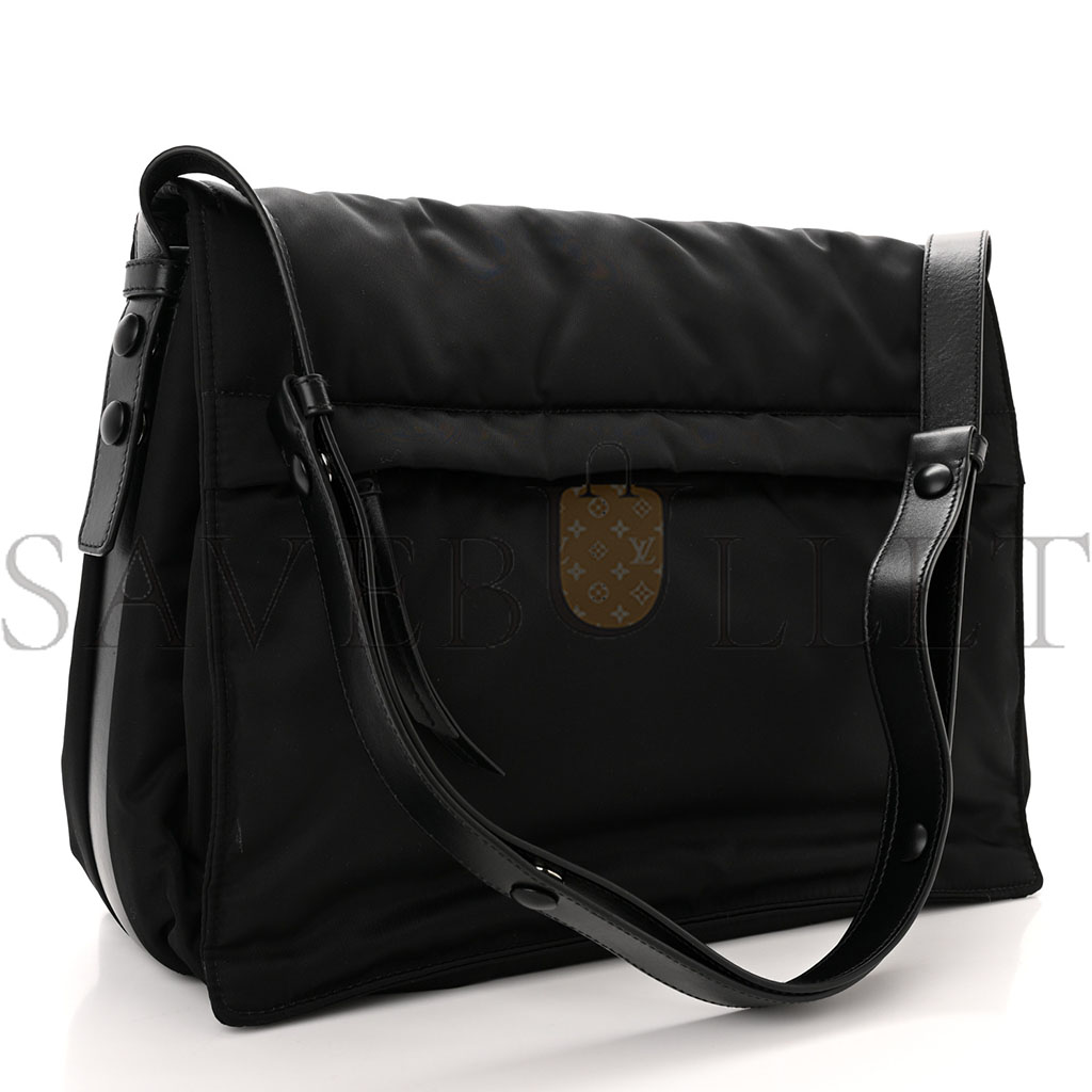 Pra*a re-nylon small padded shoulder bag black (36*29*15cm)