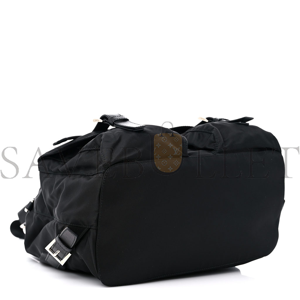 Pra*a re-nylon tessuto saffiano medium backpack black (30*30*15cm)