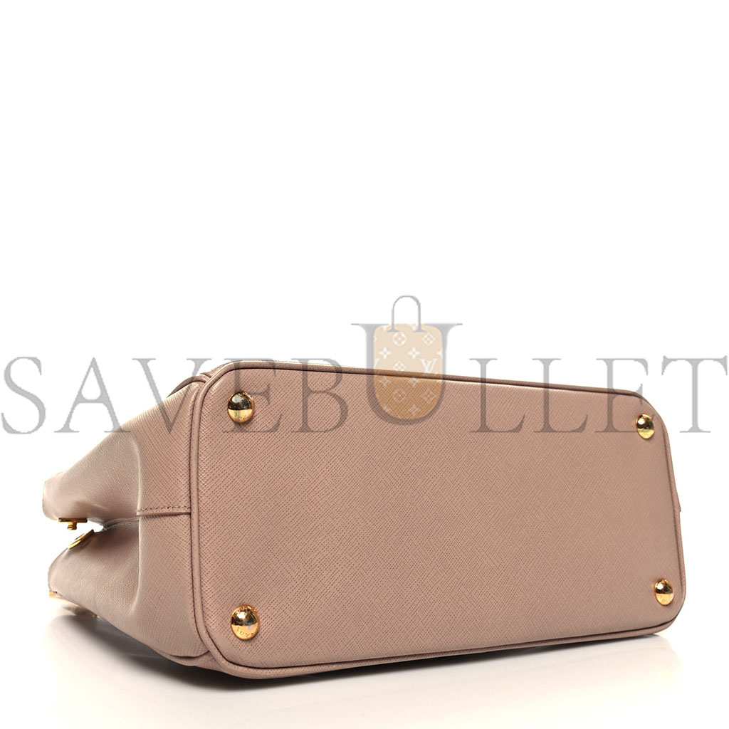 Pra*a saffiano small galleria double zip tote cammeo (29*20*13cm)
