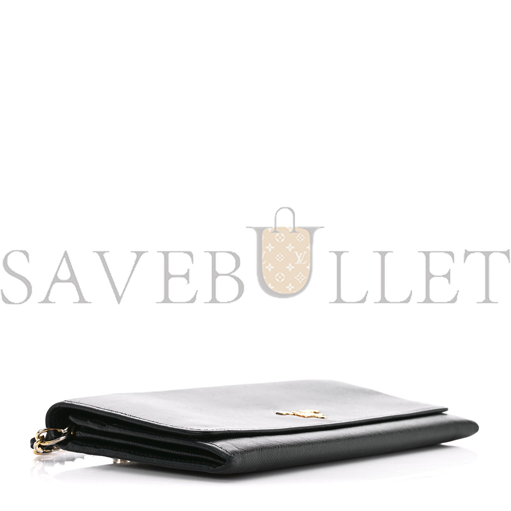 Pra*a saffiano metal oro chain wallet black (21*11*2cm)