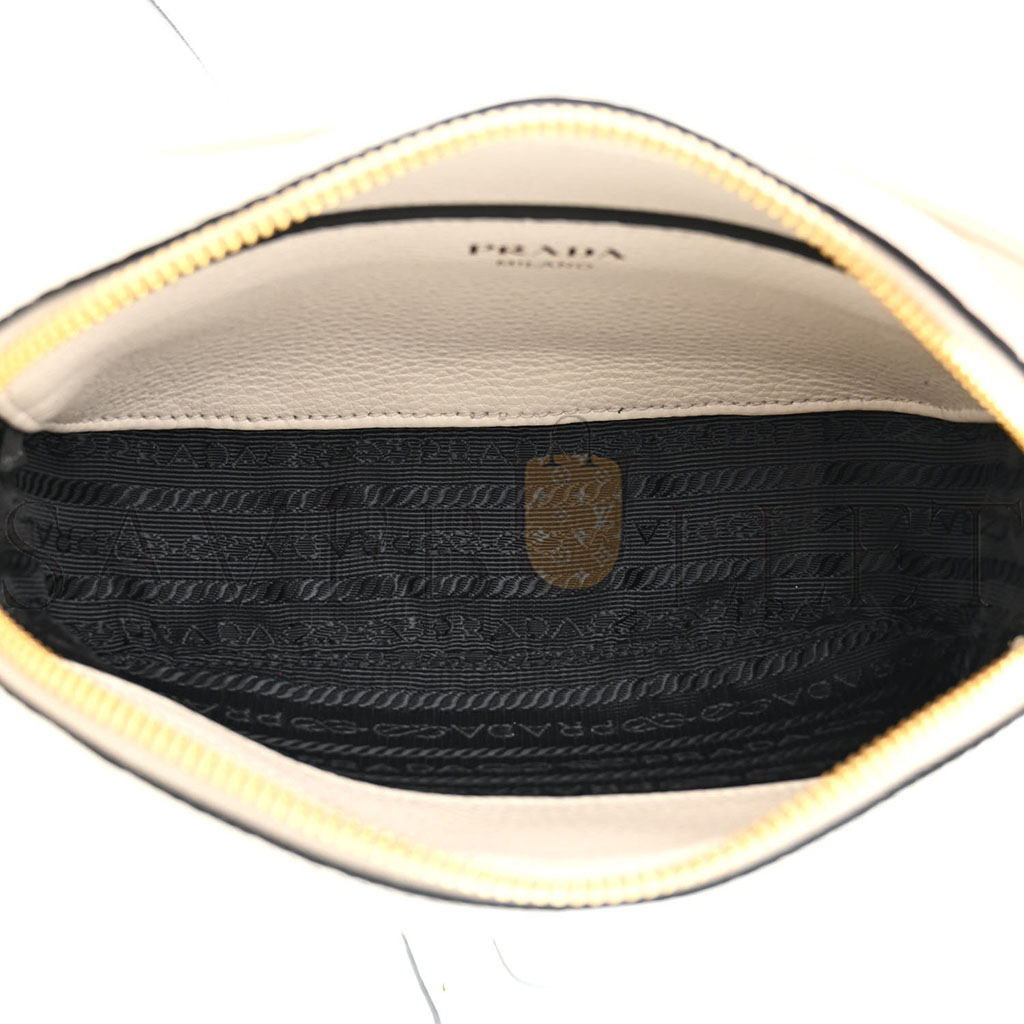 Pra*a vitello daino camera crossbody bianco (19*12*2cm)