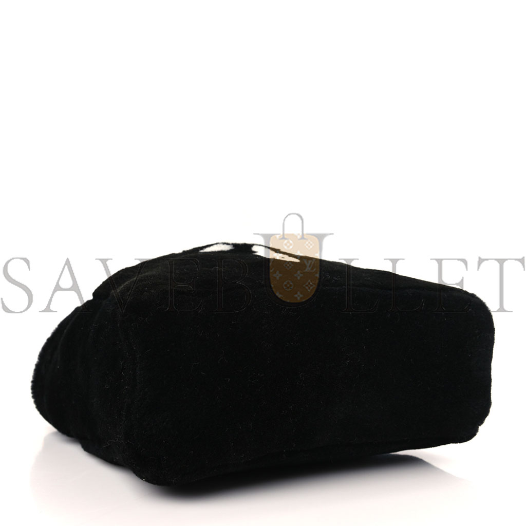 Pra*a shearling logo mini tote black white (25*23*9cm)