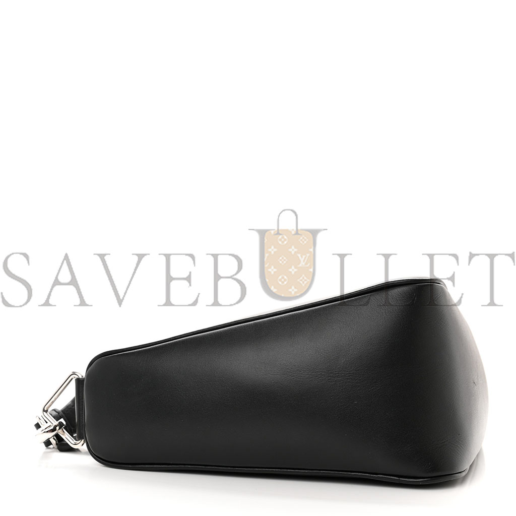 Pra*a softy calfskin triangle shoulder bag black (28*16*10cm)