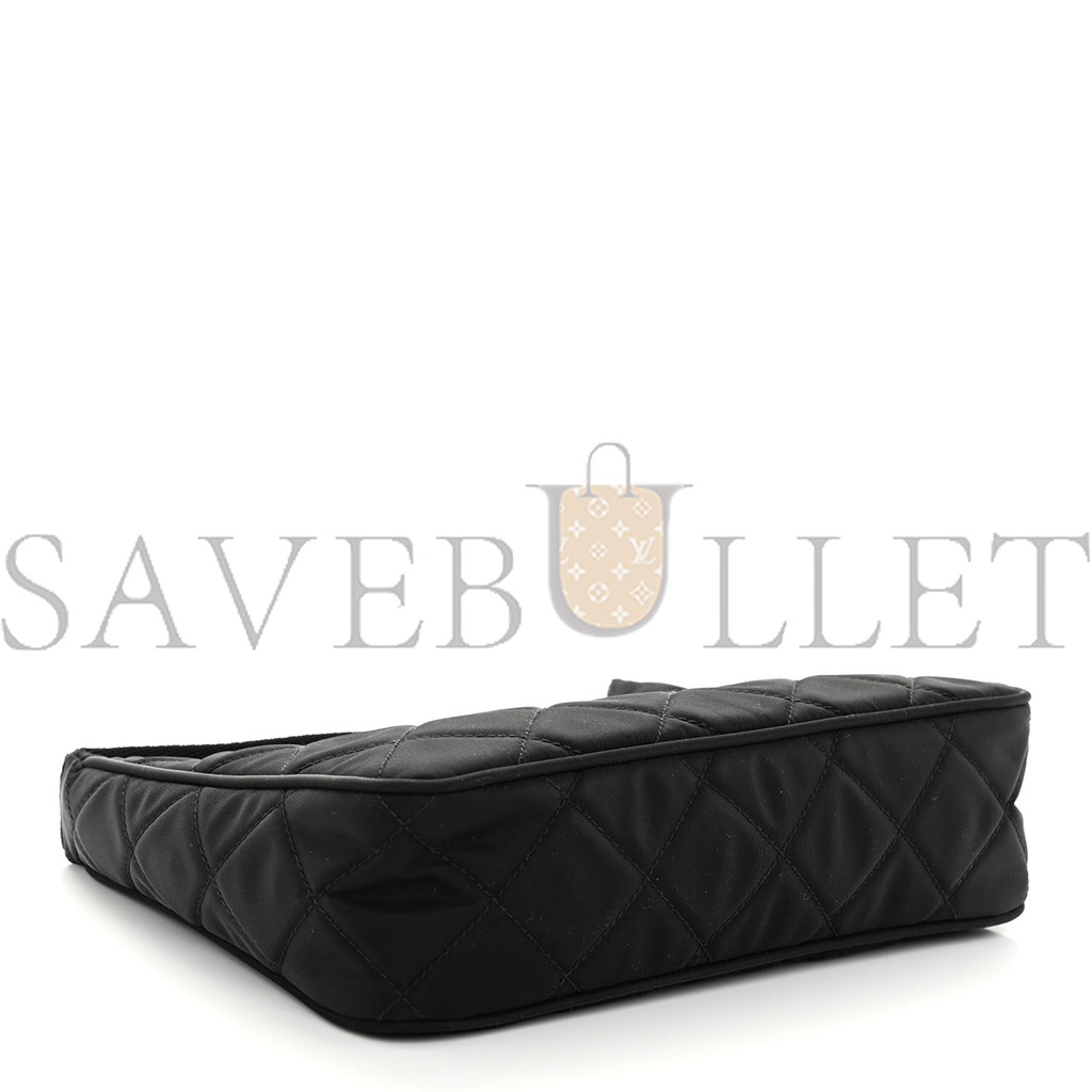 Pra*a tessuto nylon impuntu quilted shoulder bag black (23*13*6cm)