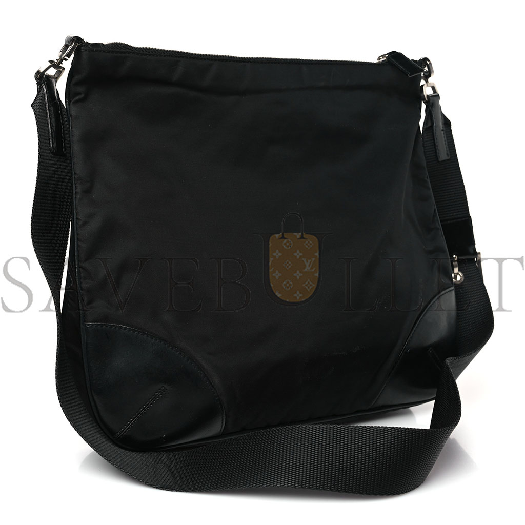 Pra*a tessuto nylon soft calf shoulder bag black (32*30*8cm)