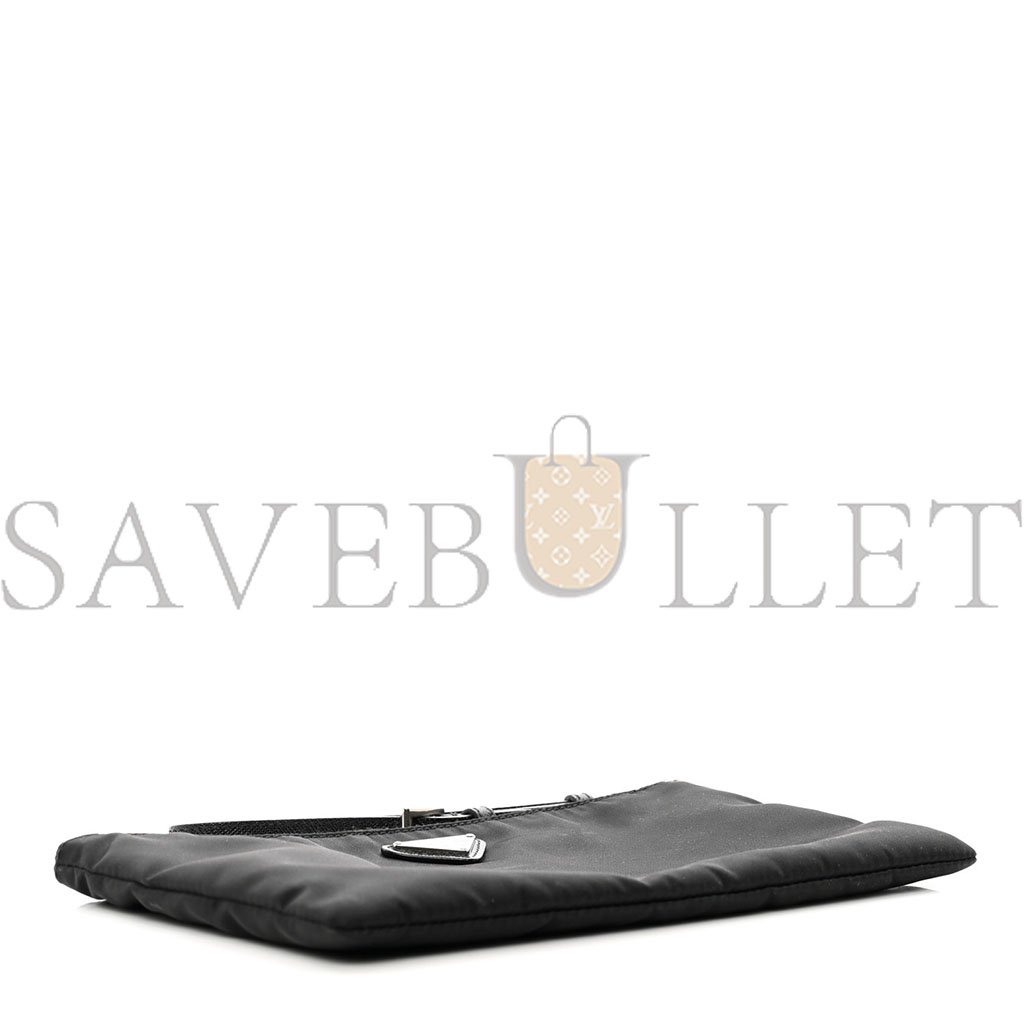 Pra*a tessuto nylon saffiano wristlet black (23*14cm)