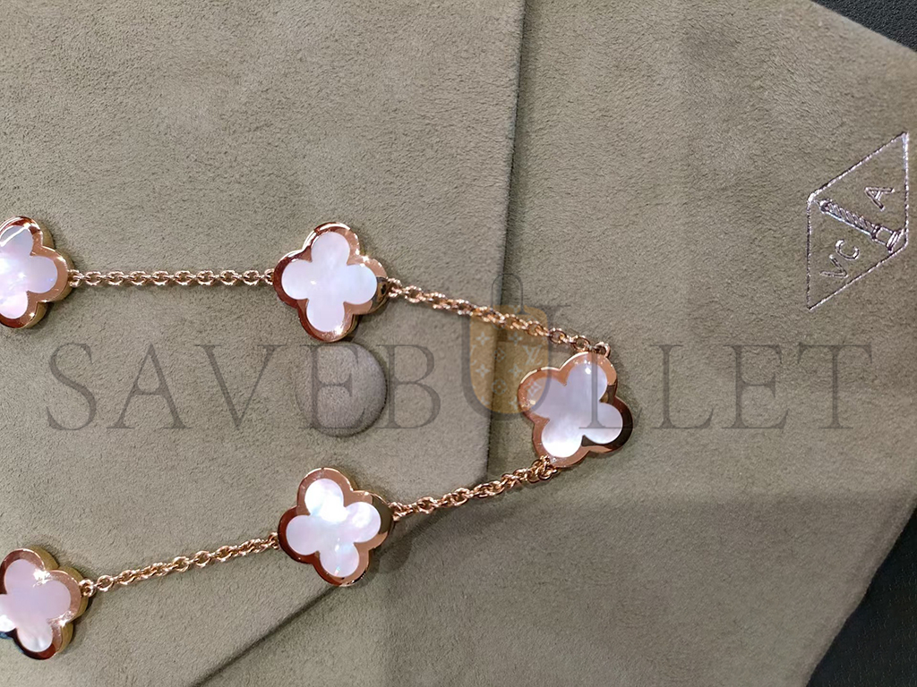 V*N CL*F arpels pure alhambra necklace, 9 motifs - yellow gold, mother-of-pearl vcara37800