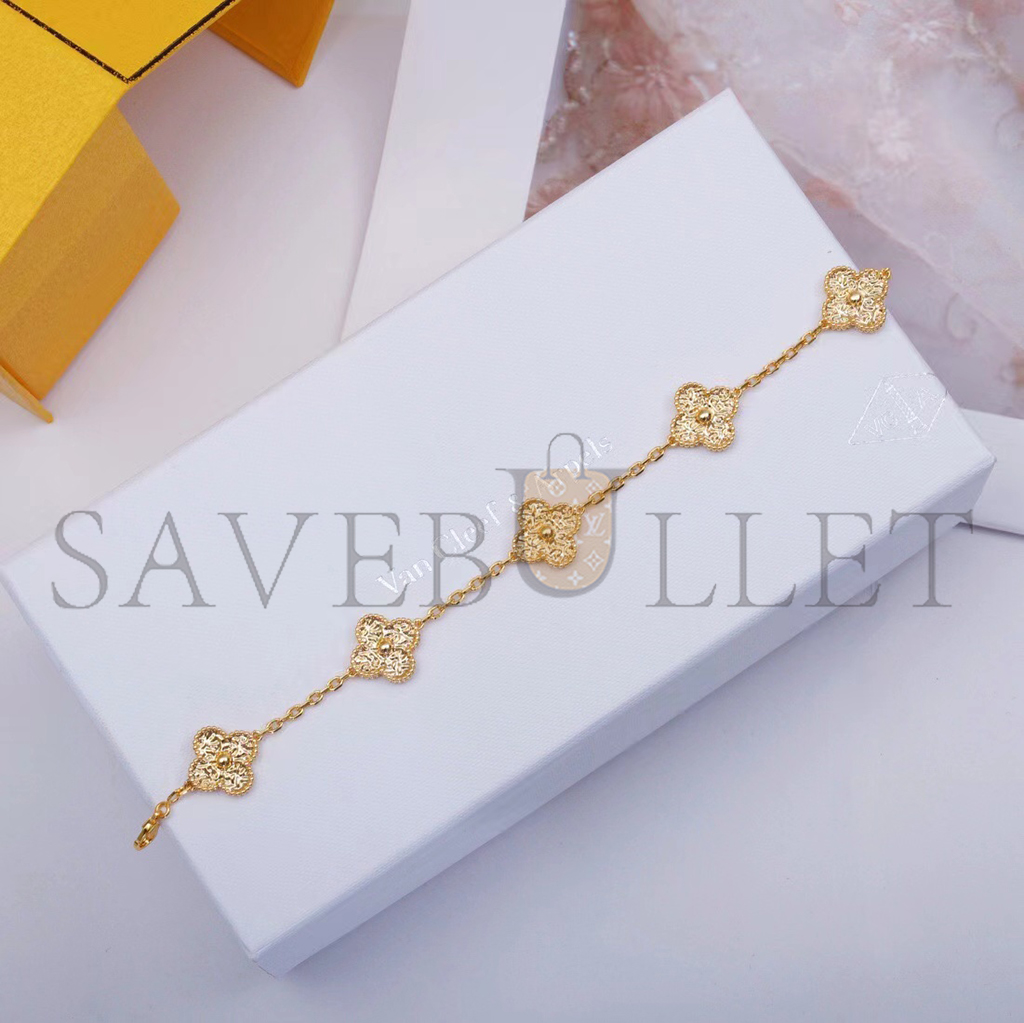 V*N CL*F arpels vintage alhambra bracelet, 5 motifs - yellow gold vcaro1ie00
