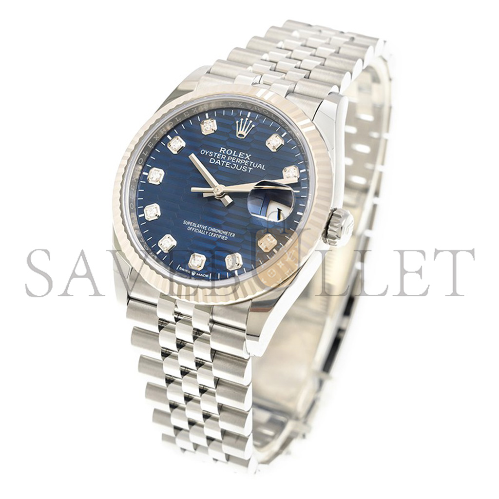 R*l*x datejust blue fluted pattern dial 36mm watch 126234-0057