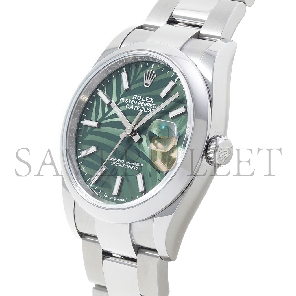 R*l*x datejust olive green palm pattern watch 126200