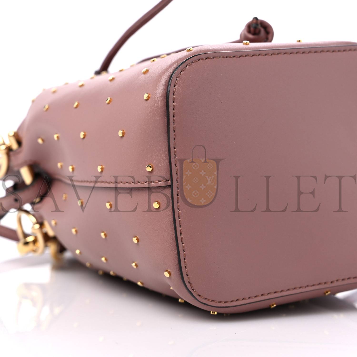 F**di vitello liberty f is F**di studded mini mon tresor bucket bag english rose (18*12*10cm)
