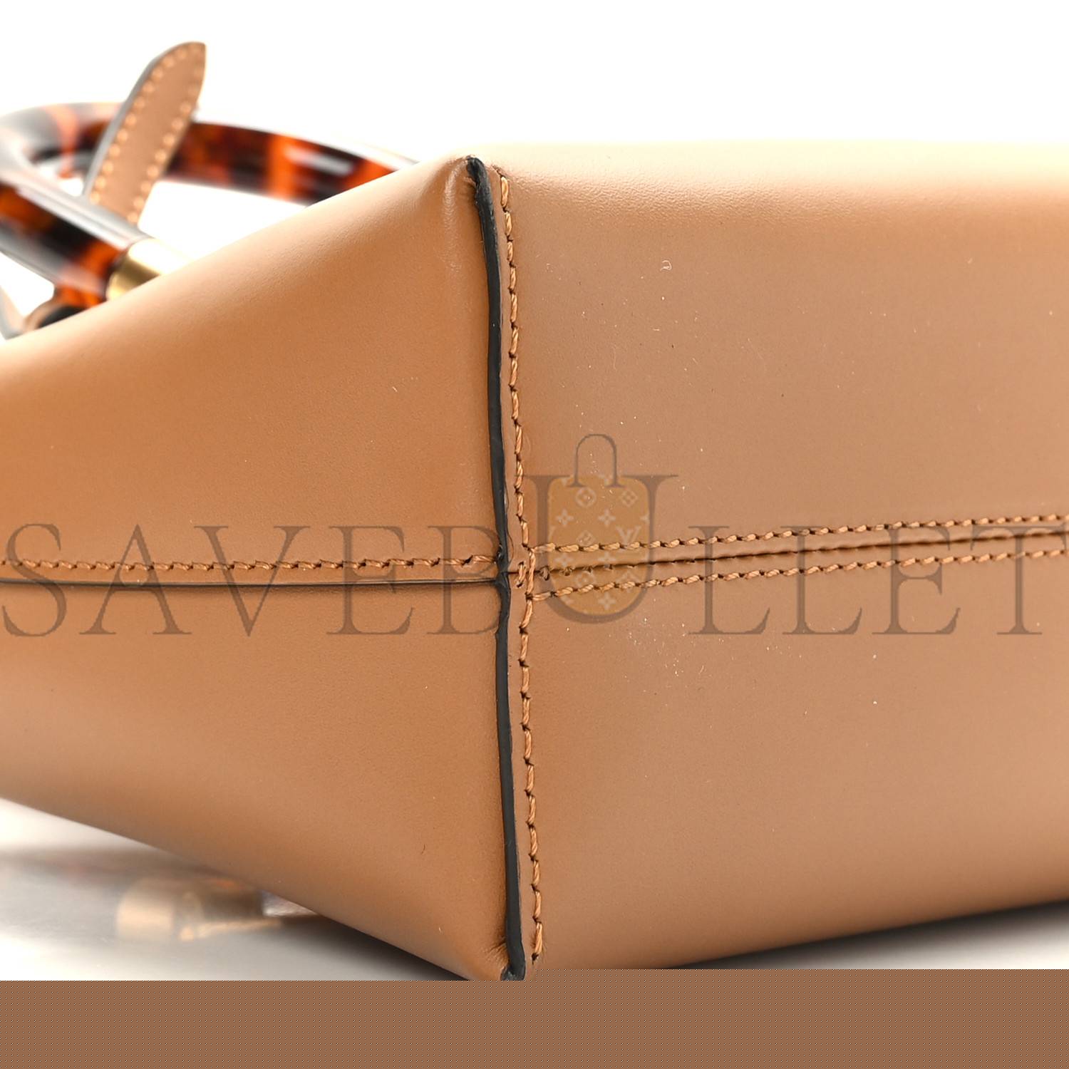 F**di vitello king plexiglass logo embossed mini by the way top handle boston bag caramello (18*11*8cm)