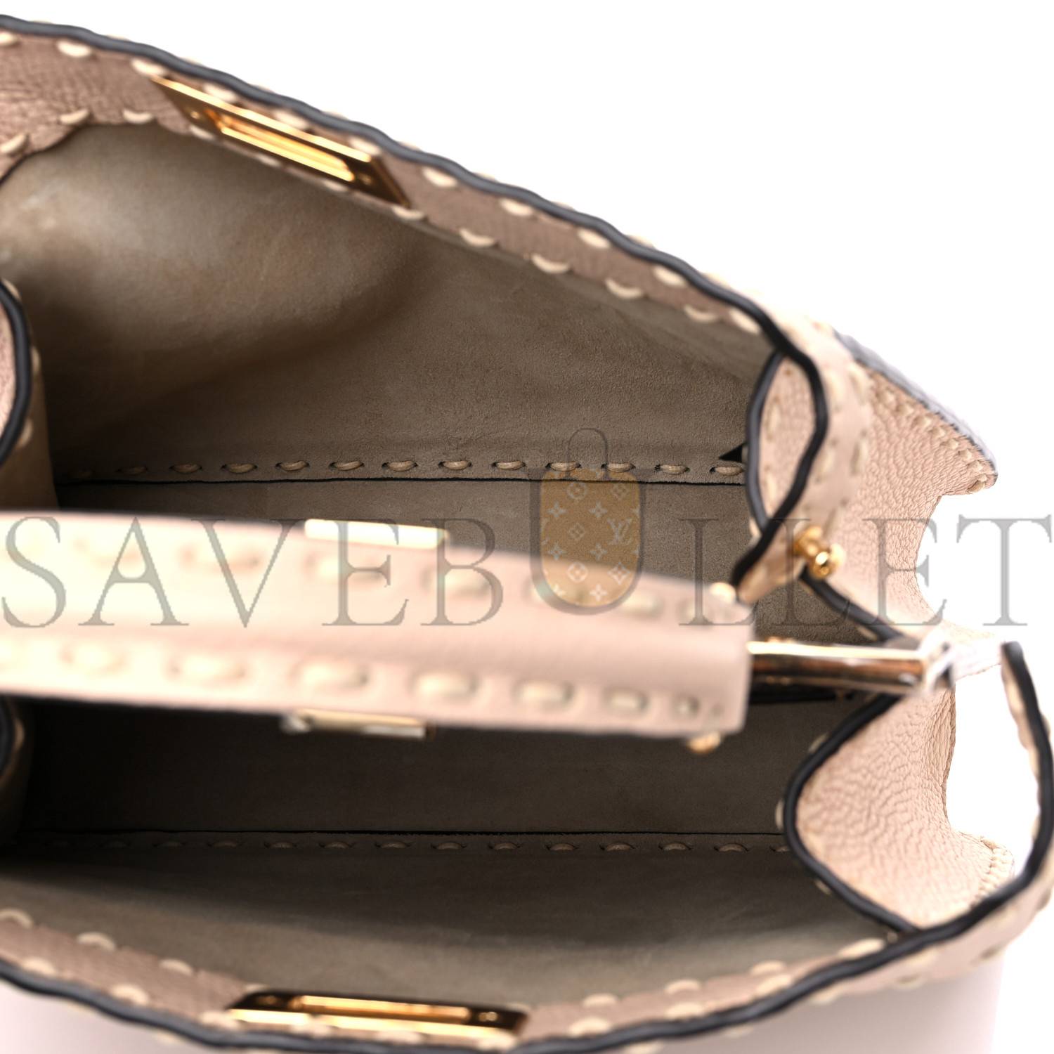 F**di vitello granato camoscio selleria macro stitchings small peekaboo i see u satchel rosa plaster (27*20*11cm)