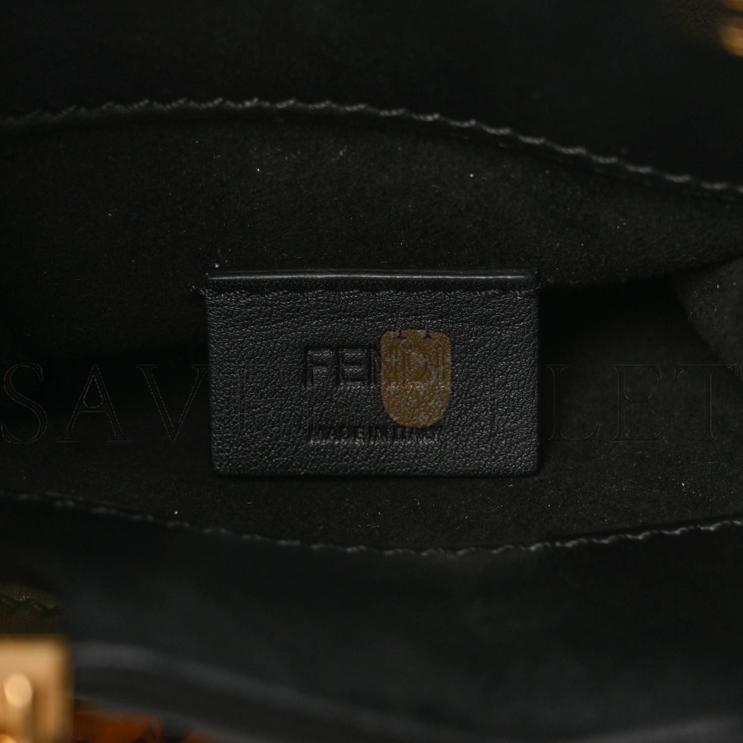 F**di vitello plexiglass ff embossed mini F**di sunshine shopper tote black (18*13*6cm)