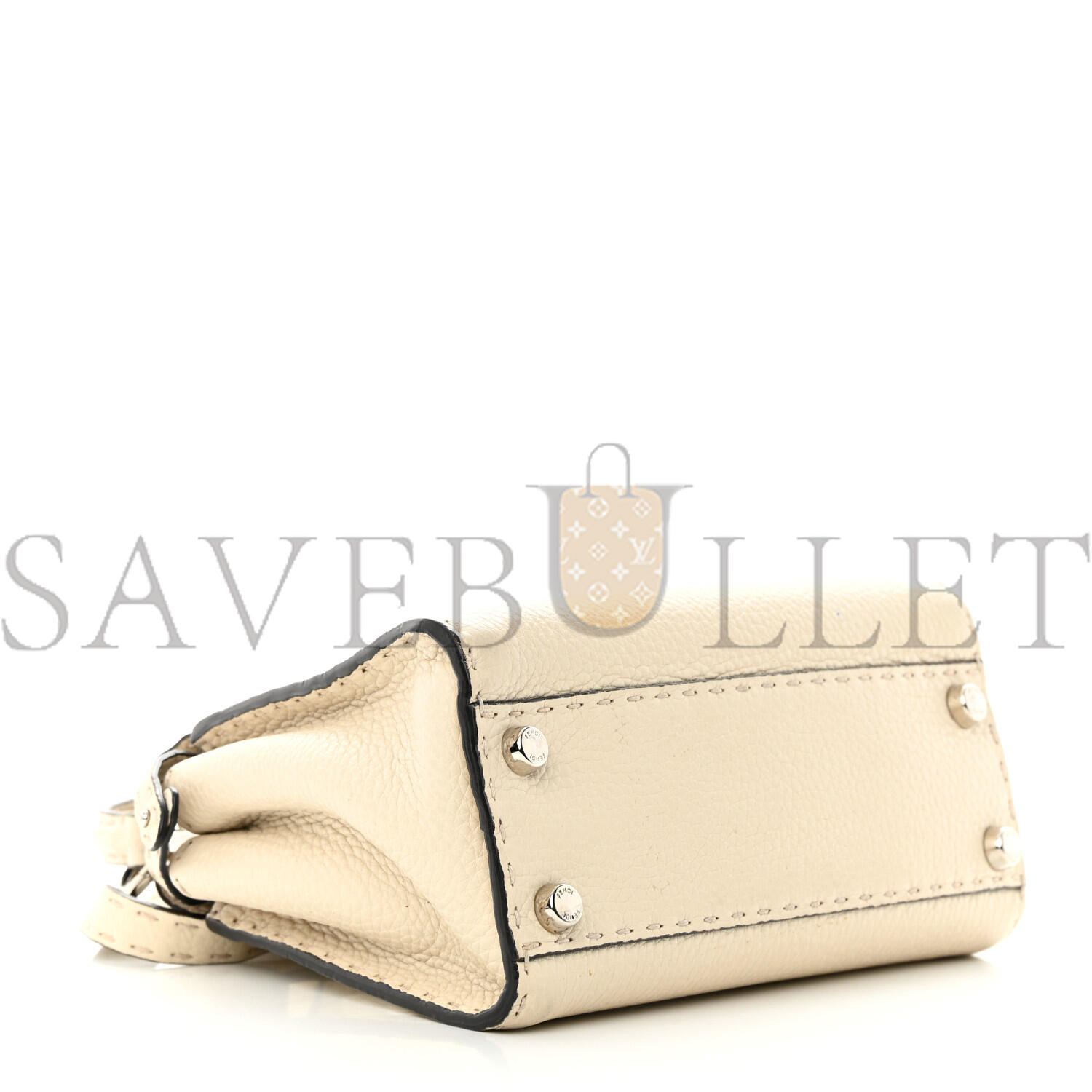 F**di cuoio romano selleria mini peekaboo iconic satchel latte (23*17*12cm)