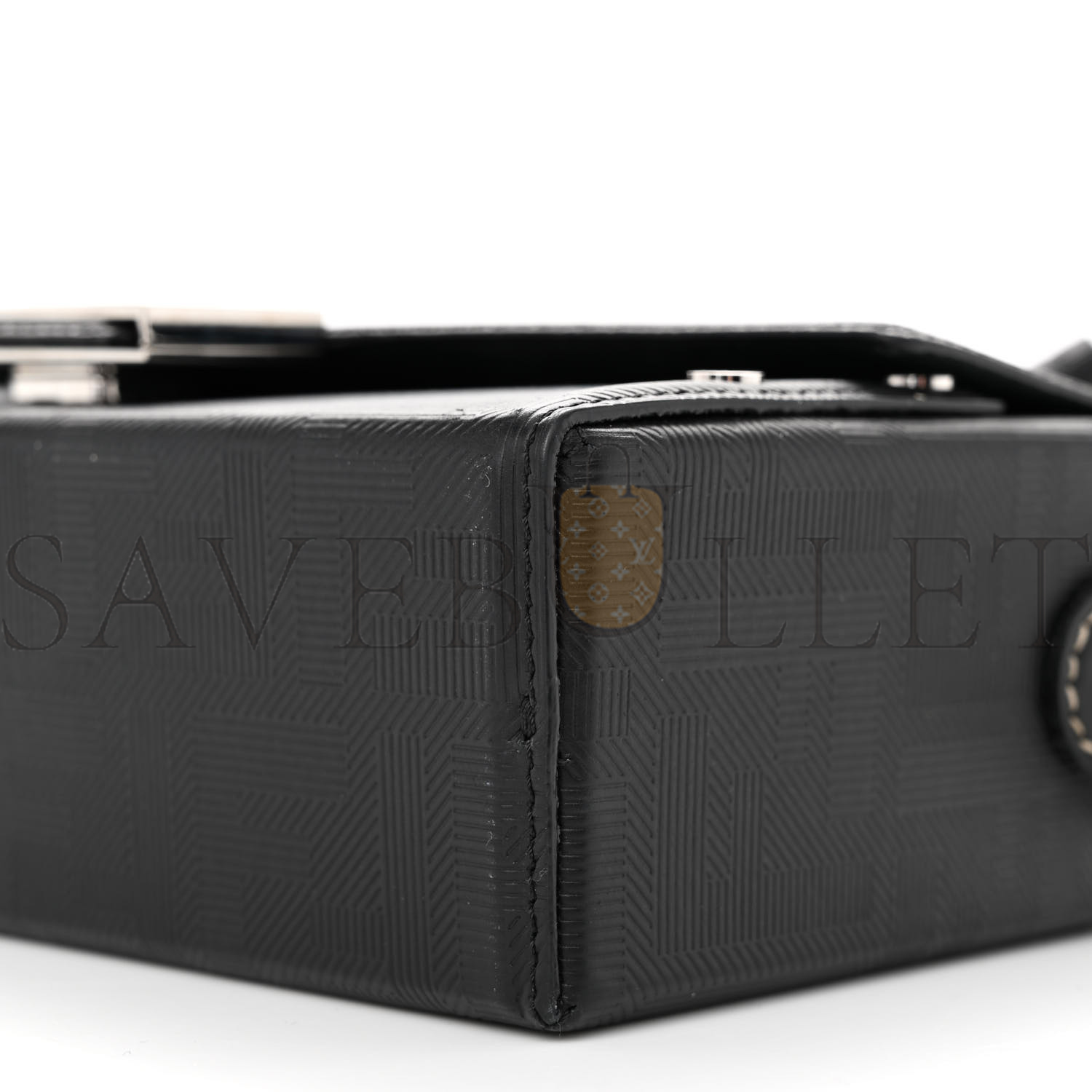 F**di vitello king ff lines embossed baguette soft trunk black (22*12*6cm)