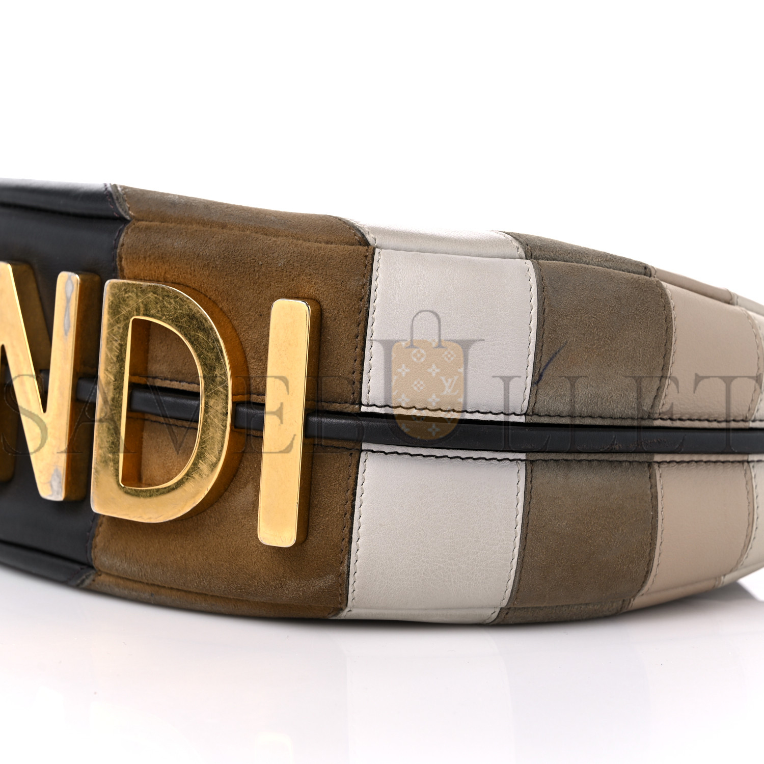 F**di vitello seta goatskin suede rainbow inlay small F**digraphy hobo bag grigio multicolor ebano (29*24.5*10cm)