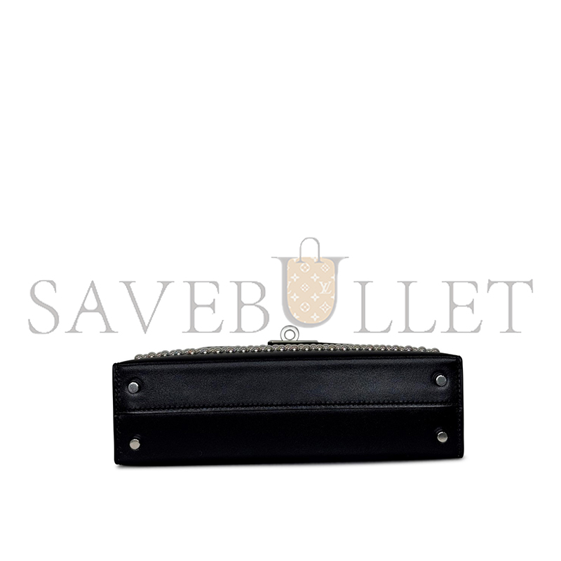H**mes MASATER BLACK BOX CLOUTE STUDDED MINI KELLY II 20 PALLADIUM HARDWARE (20*12*6cm)