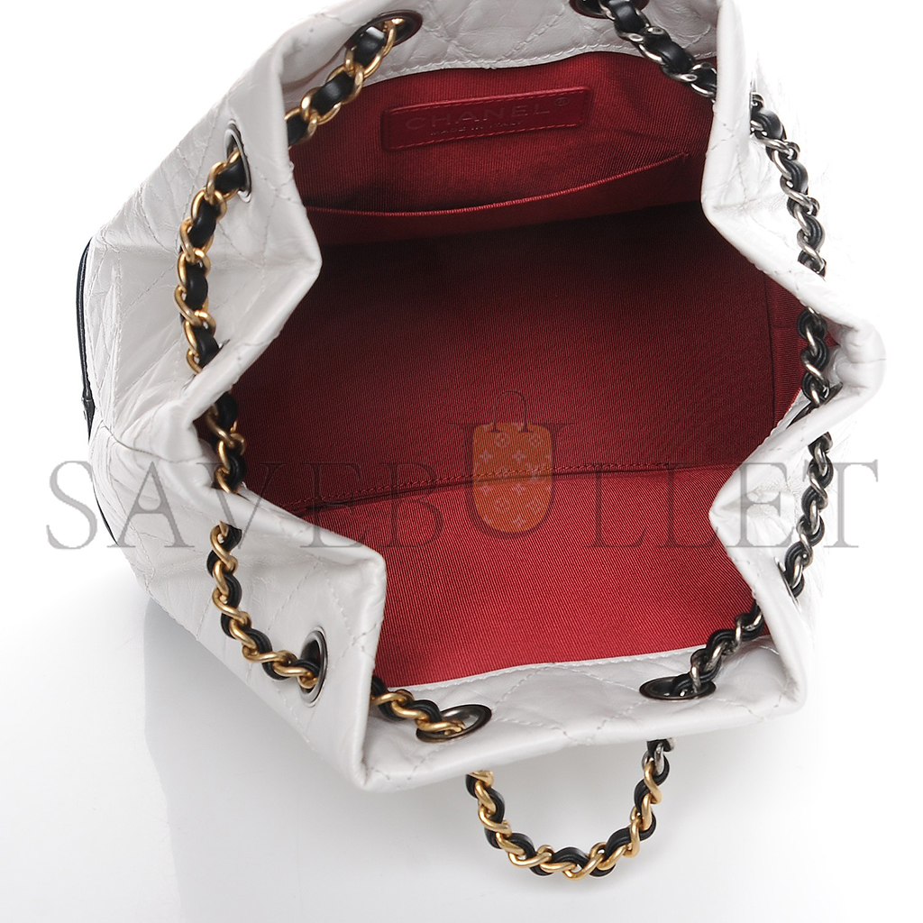 Ch*el master aged calfskin quilted small gabrielle backpack black white a94885 (23*22.5*10.5cm)