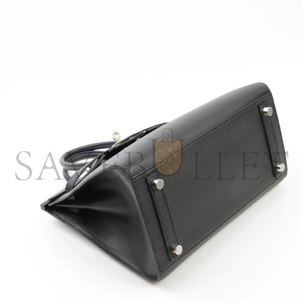 H**mes master birkin 25 black leather silver buckle 4341856341 (25*20*13cm)