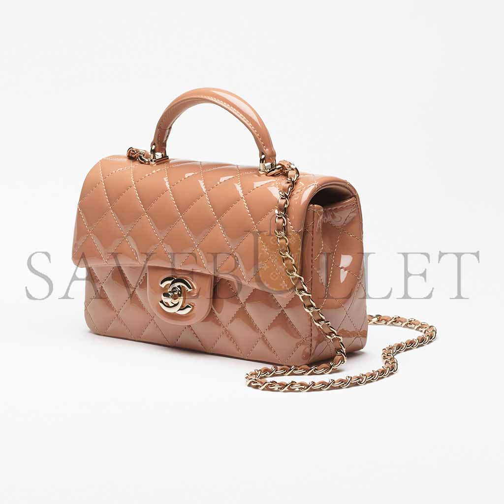 Ch*el mini classic handbag with top handle as2431 (20*12*6cm)